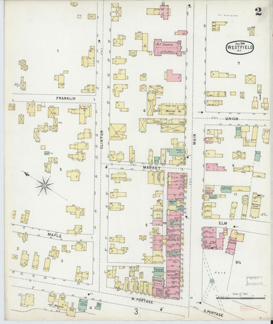 Sanborn Fire Insurance Map from Westfield, Chautauqua County, New York (1896), Sheet #0002 - Historic Sanborn Fire Insurance Map Print, vintage old map wall art, antique decor, genealogy gift, New York New York map