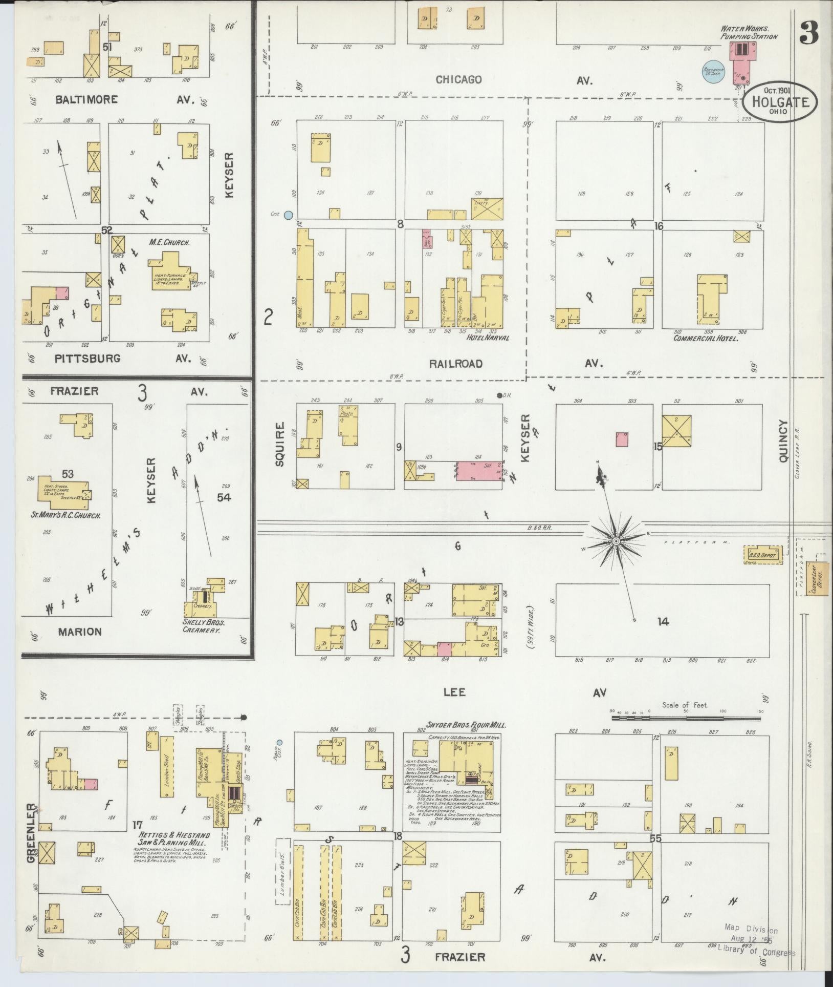 Sanborn Fire Insurance Map from Holgate, Henry County, Ohio (1901), Sheet #0003 - Complete Map Set gallery image, historic Sanborn map, vintage wall art, Ohio Ohio
