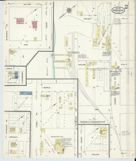 Sanborn Fire Insurance Map from Washburn, Mclean County, North Dakota (1913), Sheet #0002 - Historic Sanborn Fire Insurance Map Print, vintage old map wall art, antique decor, genealogy gift, North Dakota North Dakota map