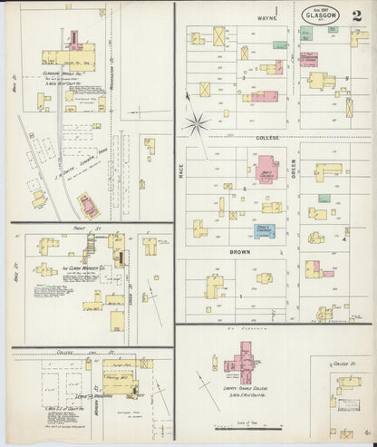 Sanborn Fire Insurance Map from Glasgow, Barren County, Kentucky (1897), Sheet #0002 - Complete Map Set gallery image, historic Sanborn map, vintage wall art, Kentucky Kentucky
