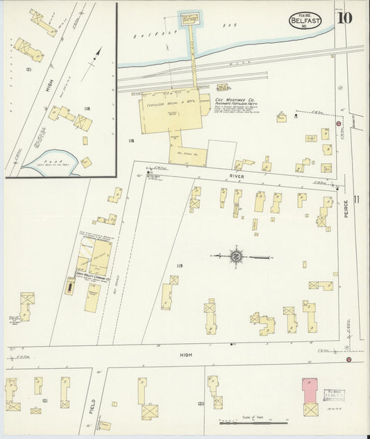 Sanborn Fire Insurance Map from Belfast, Waldo County, Maine (1912), Sheet #0010 - Historic Sanborn Fire Insurance Map Print, vintage old map wall art, antique decor, genealogy gift, Maine Maine map