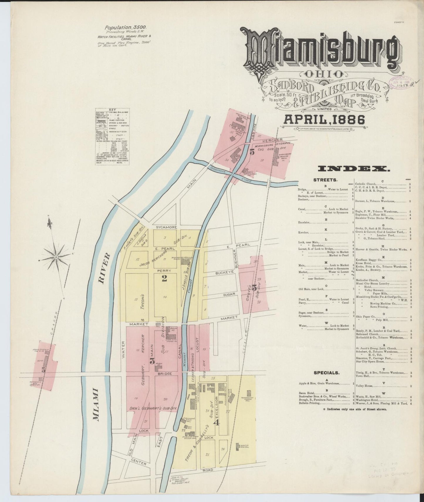 Sanborn Fire Insurance Map from Miamisburg, Montgomery County, Ohio (1886), Sheet #0001 - Historic Sanborn Fire Insurance Map Print, vintage old map wall art, antique decor, genealogy gift, Ohio Ohio map