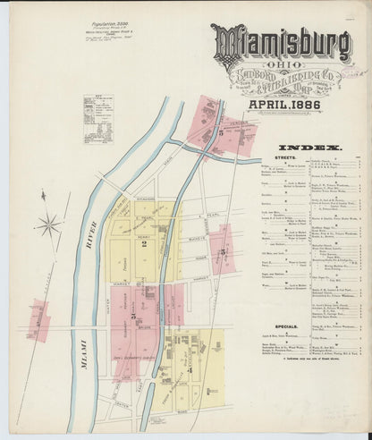 Sanborn Fire Insurance Map from Miamisburg, Montgomery County, Ohio (1886), Sheet #0001 - Historic Sanborn Fire Insurance Map Print, vintage old map wall art, antique decor, genealogy gift, Ohio Ohio map