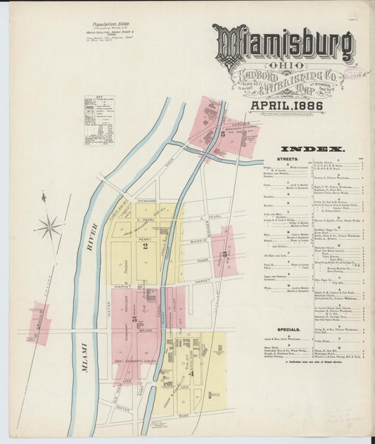 Sanborn Fire Insurance Map from Miamisburg, Montgomery County, Ohio (1886), Sheet #0001 - Historic Sanborn Fire Insurance Map Print, vintage old map wall art, antique decor, genealogy gift, Ohio Ohio map