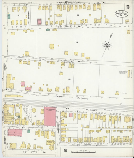 Sanborn Fire Insurance Map from Tarentum, Allegheny County, Pennsylvania (1902), Sheet #0005 - Historic Sanborn Fire Insurance Map Print, vintage old map wall art, antique decor, genealogy gift, Pennsylvania Pennsylvania map