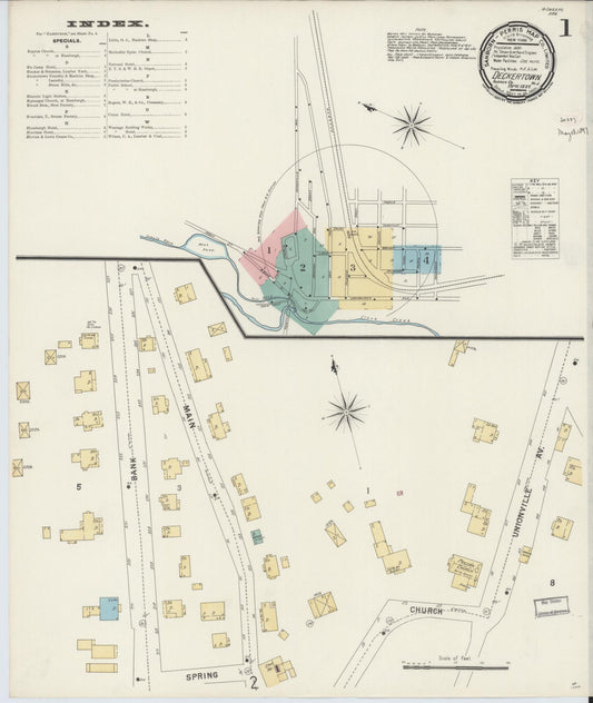 Sanborn Fire Insurance Map from Deckertown, Sussex County, New Jersey (1897), Sheet #0001 - Historic Sanborn Fire Insurance Map Print, vintage old map wall art, antique decor, genealogy gift, New Jersey New Jersey map