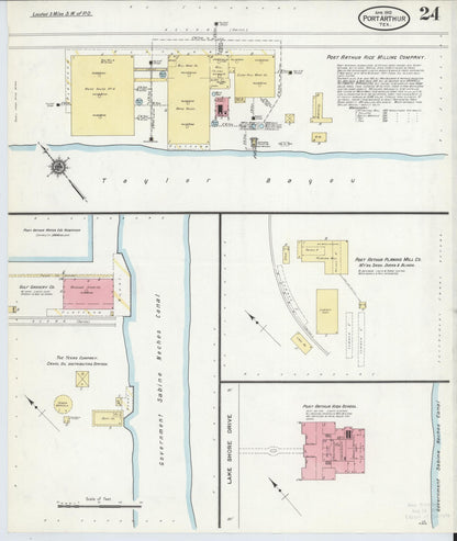 Sanborn Fire Insurance Map from Port Arthur, Jefferson County, Texas (1910), Sheet #0024 - Complete Map Set gallery image, historic Sanborn map, vintage wall art, Texas Texas