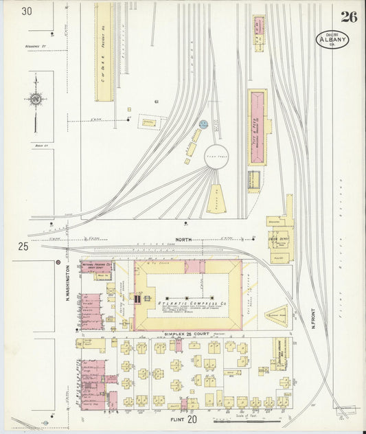 Sanborn Fire Insurance Map from Albany, Dougherty County, Georgia (1911), Sheet #0026 - Historic Sanborn Fire Insurance Map Print, vintage old map wall art, antique decor, genealogy gift, Georgia Georgia map