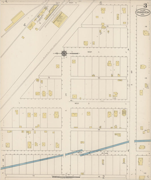 Sanborn Fire Insurance Map from Grandview, Yakima County, Washington (1920), Sheet #0003 - Historic Sanborn Fire Insurance Map Print, vintage old map wall art, antique decor, genealogy gift, Washington Washington map