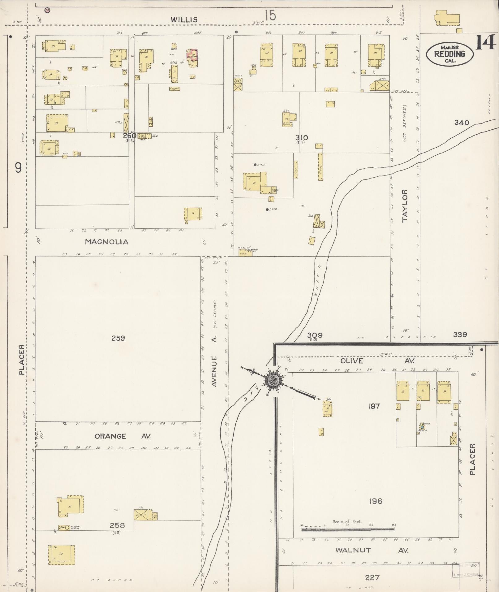 Sanborn Fire Insurance Map from Redding, Shasta County, California (1912), Sheet #0014 - Complete Map Set gallery image, historic Sanborn map, vintage wall art, California California