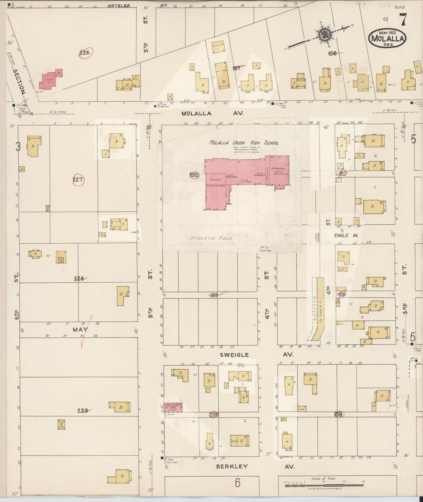 Sanborn Fire Insurance Map from Molalla, Clackamas County, Oregon (1951), Sheet #0007 - Complete Map Set gallery image, historic Sanborn map, vintage wall art, Oregon Oregon