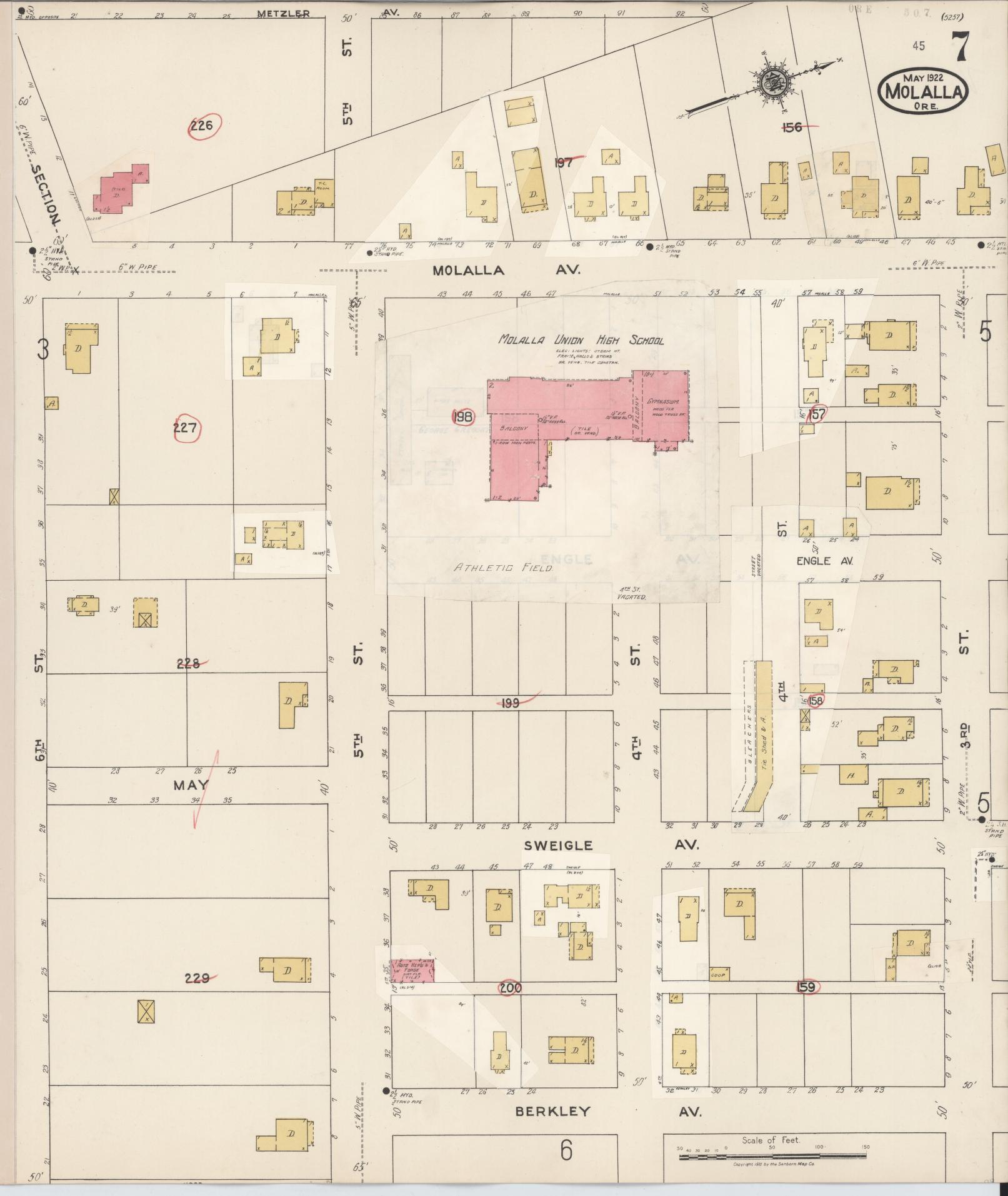 Sanborn Fire Insurance Map from Molalla, Clackamas County, Oregon (1951), Sheet #0007 - Complete Map Set gallery image, historic Sanborn map, vintage wall art, Oregon Oregon