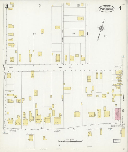 Sanborn Fire Insurance Map from Pass Christian, Harrison County, Mississippi (1924), Sheet #0004 - Historic Sanborn Fire Insurance Map Print, vintage old map wall art, antique decor, genealogy gift, Mississippi Mississippi map