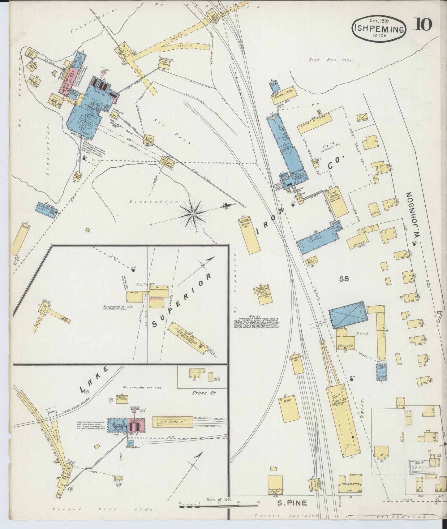 Sanborn Fire Insurance Map from Ishpeming, Marquette County, Michigan (1892), Sheet #0010 - Complete Map Set gallery image, historic Sanborn map, vintage wall art, Michigan Michigan