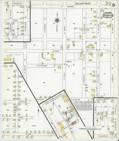 Sanborn Fire Insurance Map from Douglas, Coffee County, Georgia (1920), Sheet #0009 - Complete Map Set gallery image, historic Sanborn map, vintage wall art, Georgia Georgia