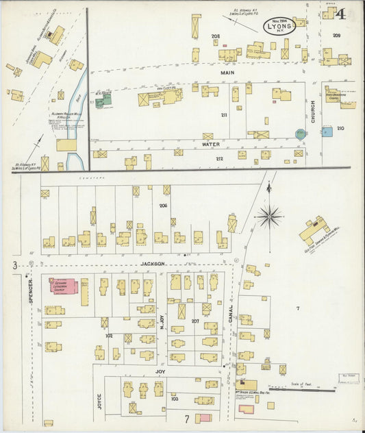 Sanborn Fire Insurance Map from Lyons, Wayne County, New York (1904), Sheet #0004 - Historic Sanborn Fire Insurance Map Print, vintage old map wall art, antique decor, genealogy gift, New York New York map