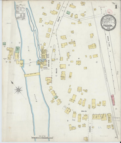 Sanborn Fire Insurance Map from Shushan, Washington County, New York (1895), Sheet #0001 - Historic Sanborn Fire Insurance Map Print, vintage old map wall art, antique decor, genealogy gift, New York New York map
