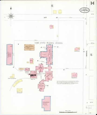 Sanborn Fire Insurance Map from Cedar Falls, Black Hawk County, Iowa (1909), Sheet #0014 - Historic Sanborn Fire Insurance Map Print