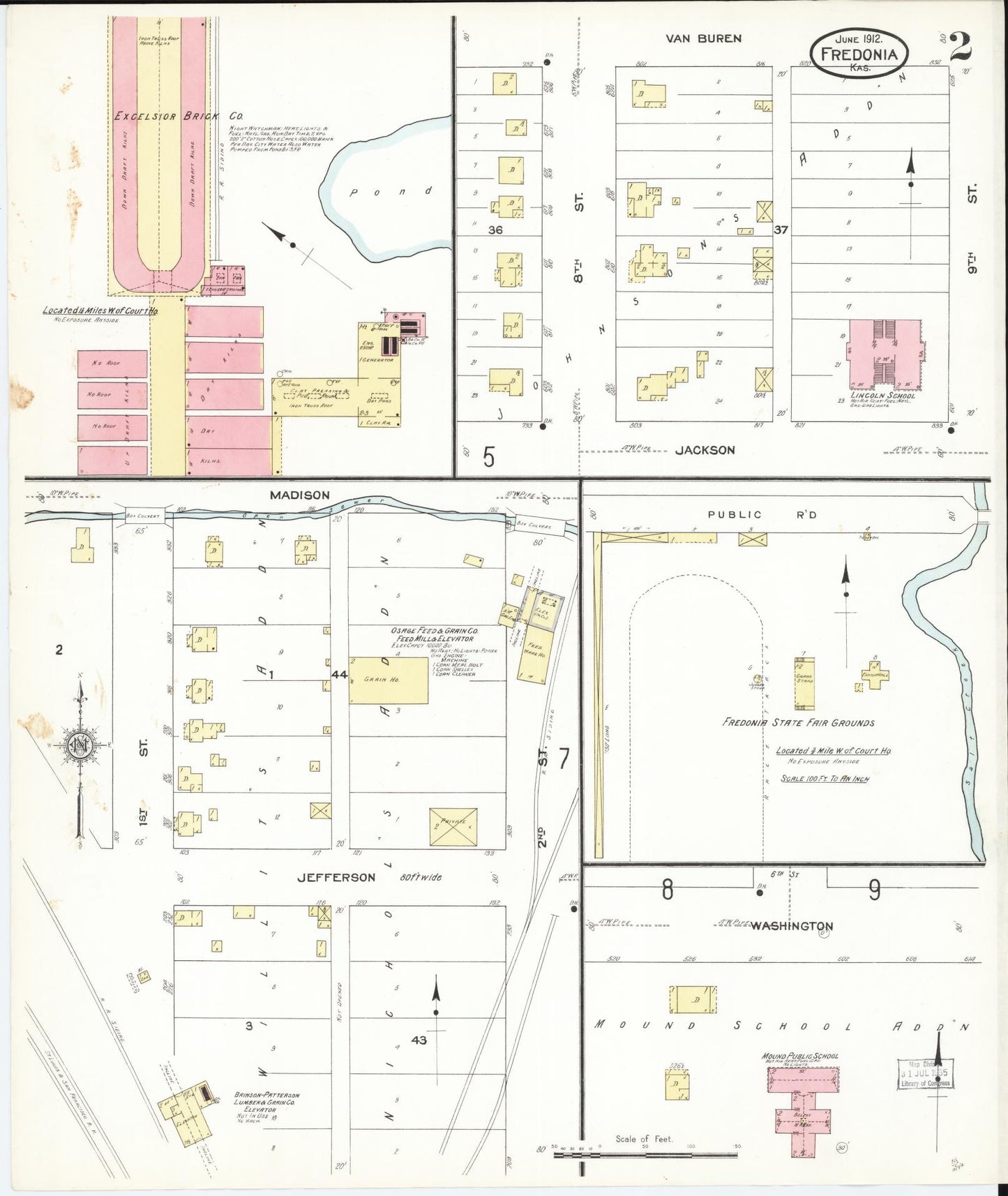 Sanborn Fire Insurance Map from Fredonia, Wilson County, Kansas (1912), Sheet #0002 - Complete Map Set gallery image, historic Sanborn map, vintage wall art, Kansas Kansas