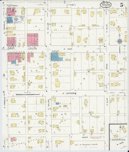 Sanborn Fire Insurance Map from Toulon, Stark County, Illinois (1913), Sheet #0005 - Historic Sanborn Fire Insurance Map Print, vintage old map wall art, antique decor, genealogy gift, Illinois Illinois map