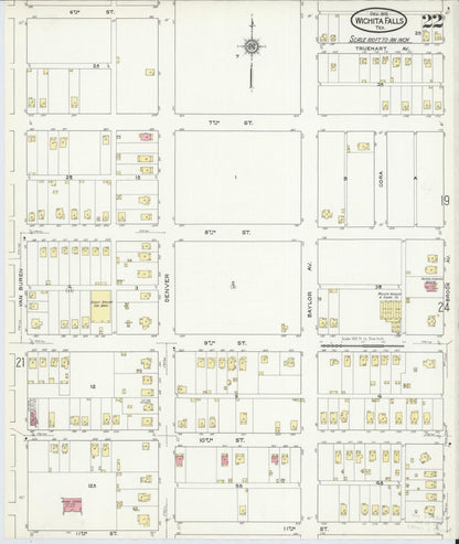 Sanborn Fire Insurance Map from Wichita Falls, Wichita County, Texas (1915), Sheet #0022 - Complete Map Set gallery image, historic Sanborn map, vintage wall art, Texas Texas
