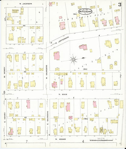 Sanborn Fire Insurance Map from Mount Pleasant, Henry County, Iowa (1909), Sheet #0003 - Historic Sanborn Fire Insurance Map Print
