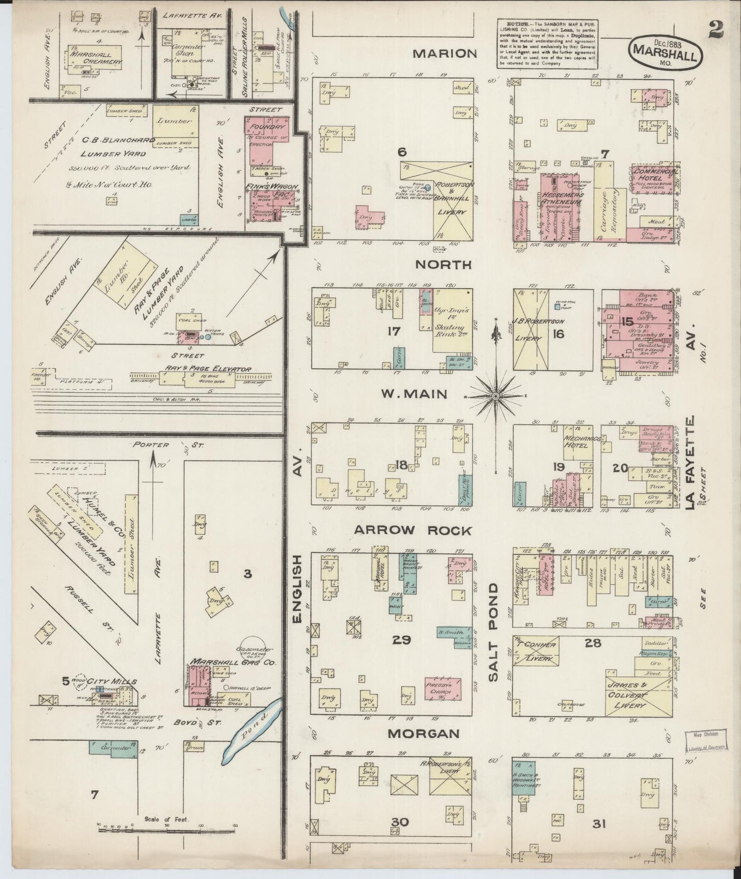 Sanborn Fire Insurance Map from Marshall, Saline County, Missouri (1883), Sheet #0002 - Complete Map Set gallery image, historic Sanborn map, vintage wall art, Missouri Missouri