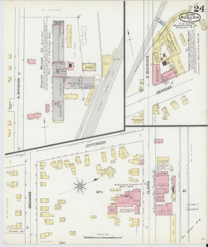 Sanborn Fire Insurance Map from Auburn, Cayuga County, New York (1892), Sheet #0024 - Complete Map Set gallery image, historic Sanborn map, vintage wall art, New York New York