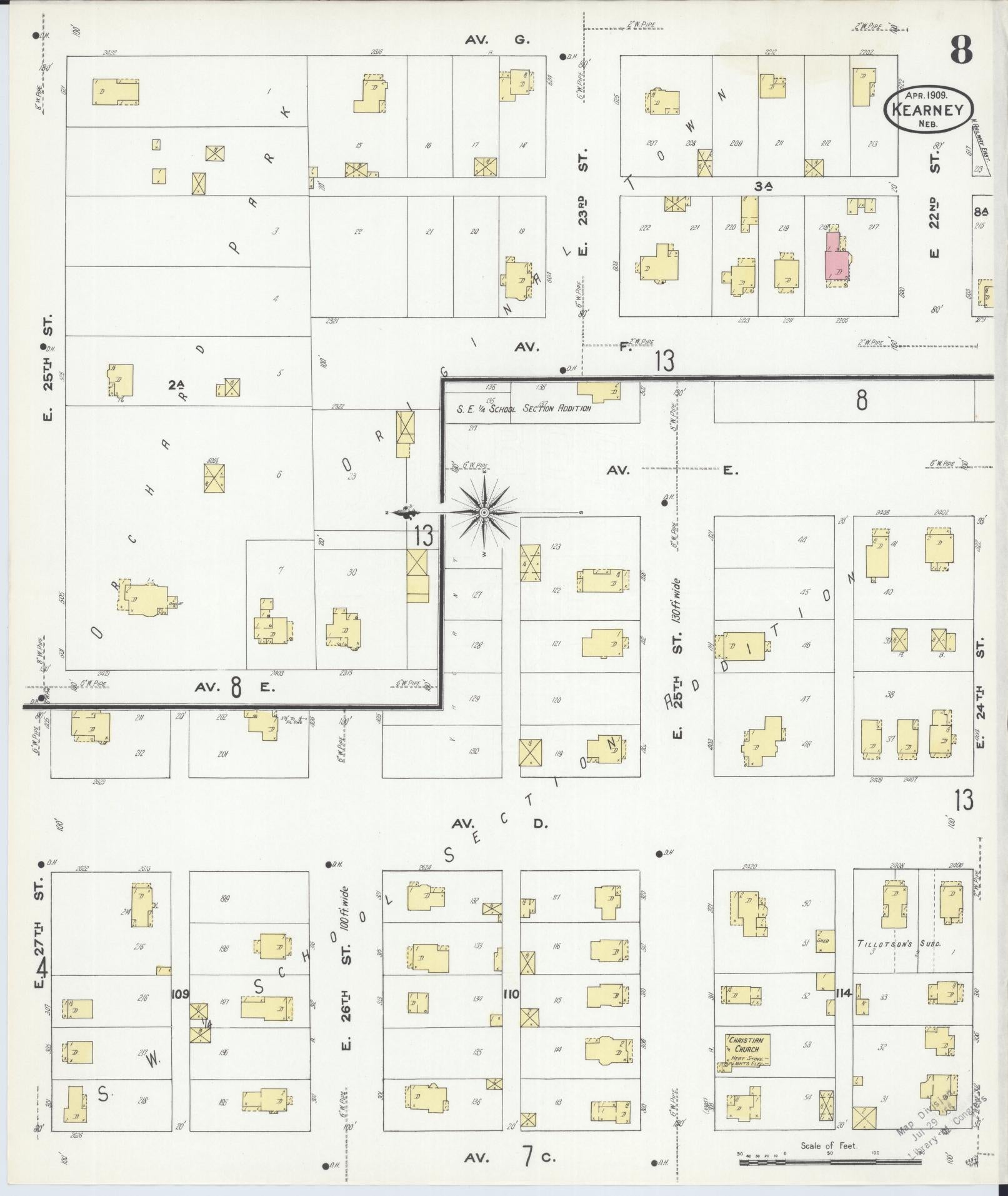 Sanborn Fire Insurance Map from Kearney, Buffalo County, Nebraska (1909), Sheet #0008 - Complete Map Set gallery image, historic Sanborn map, vintage wall art, Nebraska Nebraska