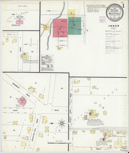 Sanborn Fire Insurance Map from Wolcottville, Noble And LaGrange Counties, Indiana (1907), Sheet #0001 - Complete Map Set gallery image, historic Sanborn map, vintage wall art, Indiana Indiana