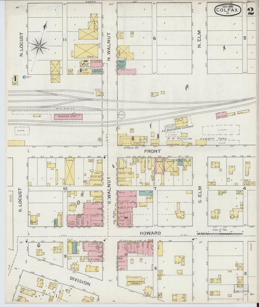 Sanborn Fire Insurance Map from Colfax, Jasper County, Iowa (1894), Sheet #0002 - Historic Sanborn Fire Insurance Map Print, vintage old map wall art