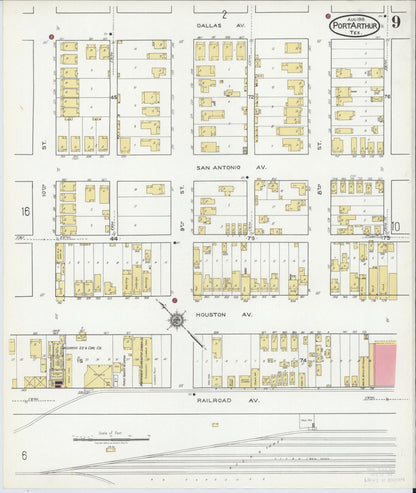 Sanborn Fire Insurance Map from Port Arthur, Jefferson County, Texas (1918), Sheet #0009 - Complete Map Set gallery image, historic Sanborn map, vintage wall art, Texas Texas