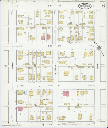 Sanborn Fire Insurance Map from Metropolis, Massac County, Illinois (1921), Sheet #0006 - Complete Map Set gallery image, historic Sanborn map, vintage wall art, Illinois Illinois