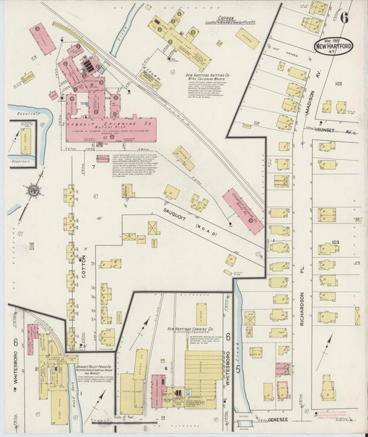 Sanborn Fire Insurance Map from New Hartford, Oneida County, New York (1915), Sheet #0006 - Historic Sanborn Fire Insurance Map Print, vintage old map wall art, antique decor, genealogy gift, New York New York map