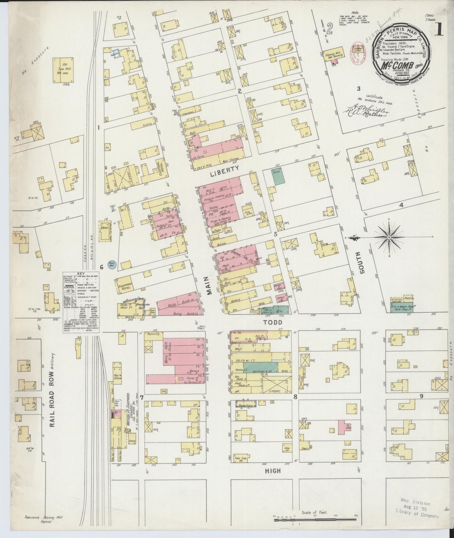 Sanborn Fire Insurance Map from McComb, Hancock County, Ohio (1885), Sheet #0001 - Complete Map Set gallery image, historic Sanborn map, vintage wall art, Ohio Ohio
