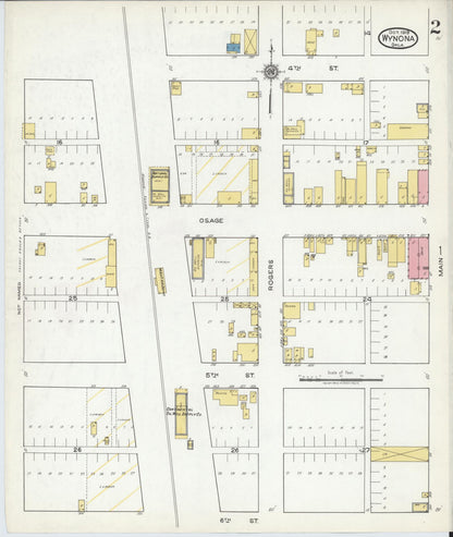 Sanborn Fire Insurance Map from Wynona, Osage County, Oklahoma (1919), Sheet #0002 - Complete Map Set gallery image, historic Sanborn map, vintage wall art, Oklahoma Oklahoma