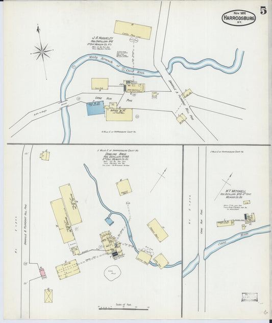 Sanborn Fire Insurance Map from Harrodsburg, Mercer County, Kentucky (1891), Sheet #0005 - Historic Sanborn Fire Insurance Map Print, vintage old map wall art, antique decor, genealogy gift, Kentucky Kentucky map