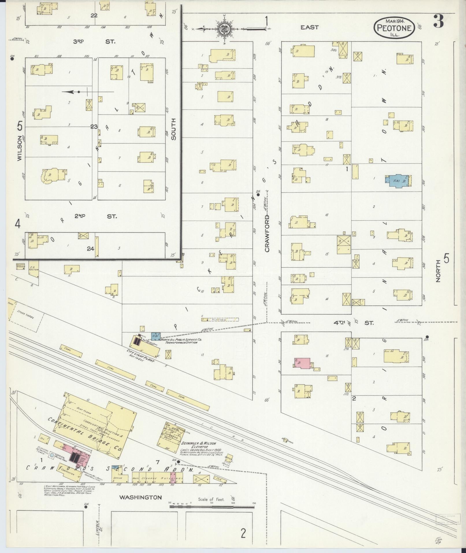 Sanborn Fire Insurance Map from Peotone, Will County, Illinois (1914), Sheet #0003 - Complete Map Set gallery image, historic Sanborn map, vintage wall art, Illinois Illinois
