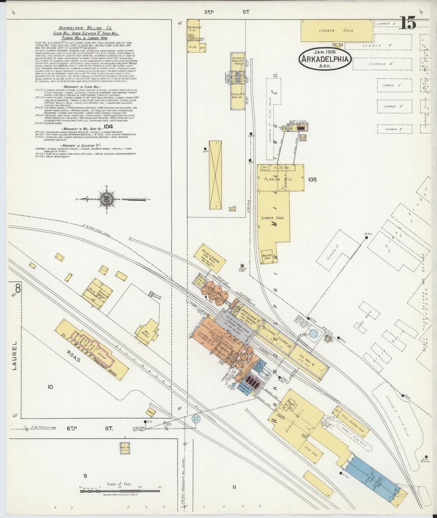 Sanborn Fire Insurance Map from Arkadelphia, Clark County, Arkansas (1918), Sheet #0015 - Complete Map Set gallery image, historic Sanborn map, vintage wall art, Arkansas Arkansas