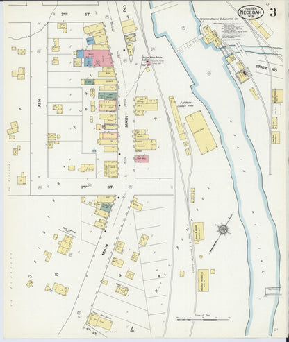 Sanborn Fire Insurance Map from Necedah, Juneau County, Wisconsin (1909), Sheet #0003 - Historic Sanborn Fire Insurance Map Print, vintage old map wall art, antique decor, genealogy gift, Wisconsin Wisconsin map