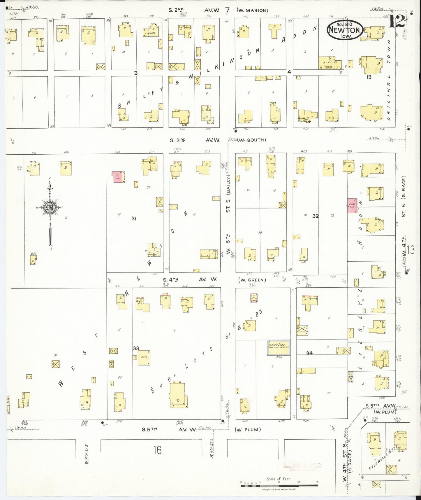Sanborn Fire Insurance Map from Newton, Jasper County, Iowa (1918), Sheet #0012 - Historic Sanborn Fire Insurance Map Print