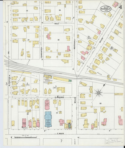 Sanborn Fire Insurance Map from Norwalk, Huron County, Ohio (1899), Sheet #0004 - Historic Sanborn Fire Insurance Map Print, vintage old map wall art, antique decor, genealogy gift, Ohio Ohio map