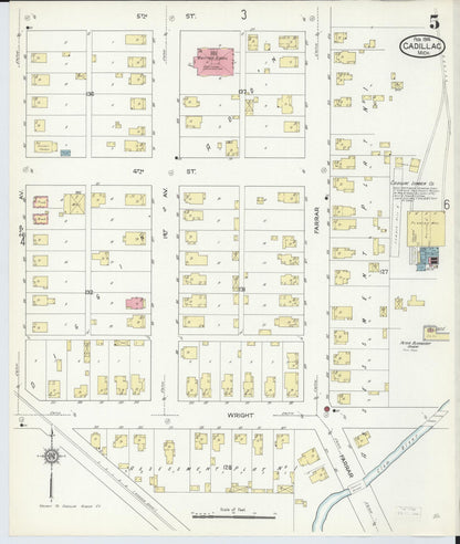 Sanborn Fire Insurance Map from Cadillac, Wexford County, Michigan (1914), Sheet #0005 - Complete Map Set gallery image, historic Sanborn map, vintage wall art, Michigan Michigan