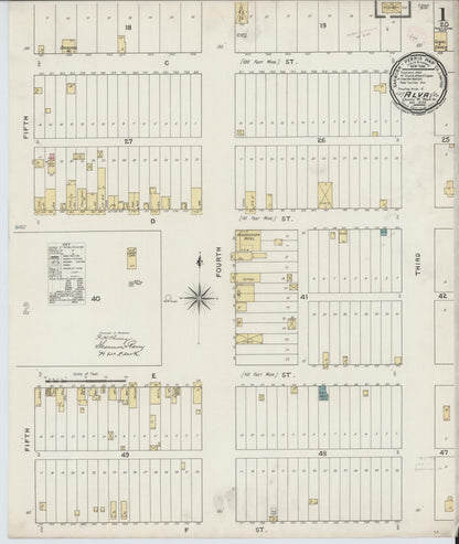 Sanborn Fire Insurance Map from Alva, Woods County, Oklahoma (1894), Sheet #0001 - Complete Map Set gallery image, historic Sanborn map, vintage wall art, Oklahoma Oklahoma