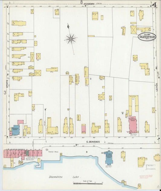 Sanborn Fire Insurance Map from Skaneateles, Onondaga County, New York (1904), Sheet #0004 - Historic Sanborn Fire Insurance Map Print, vintage old map wall art, antique decor, genealogy gift, New York New York map