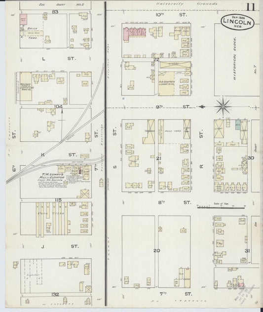Sanborn Fire Insurance Map from Lincoln, Lancaster County, Nebraska (1886), Sheet #0011 - Historic Sanborn Fire Insurance Map Print, vintage old map wall art, antique decor, genealogy gift, Nebraska Nebraska map