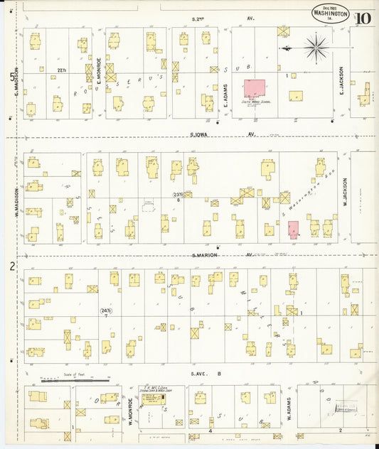 Sanborn Fire Insurance Map from Washington, Washington County, Iowa (1902), Sheet #0010 - Historic Sanborn Fire Insurance Map Print, vintage old map wall art, antique decor, genealogy gift, Sanborn Fire Insurance Map from Washington Washington map