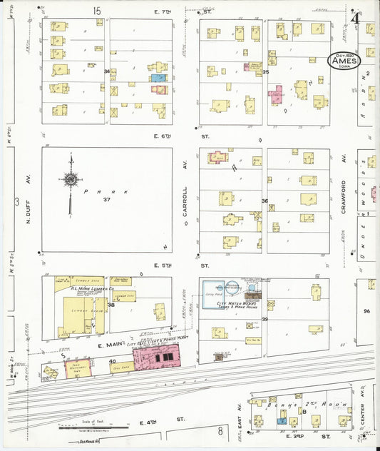Sanborn Fire Insurance Map from Ames, Story County, Iowa (1920), Sheet #0004 - Historic Sanborn Fire Insurance Map Print, vintage old map wall art