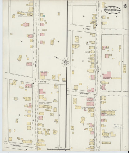 Sanborn Fire Insurance Map from McSherrystown, Adams County, Pennsylvania (1894), Sheet #0002 - Complete Map Set gallery image, historic Sanborn map, vintage wall art, Pennsylvania Pennsylvania