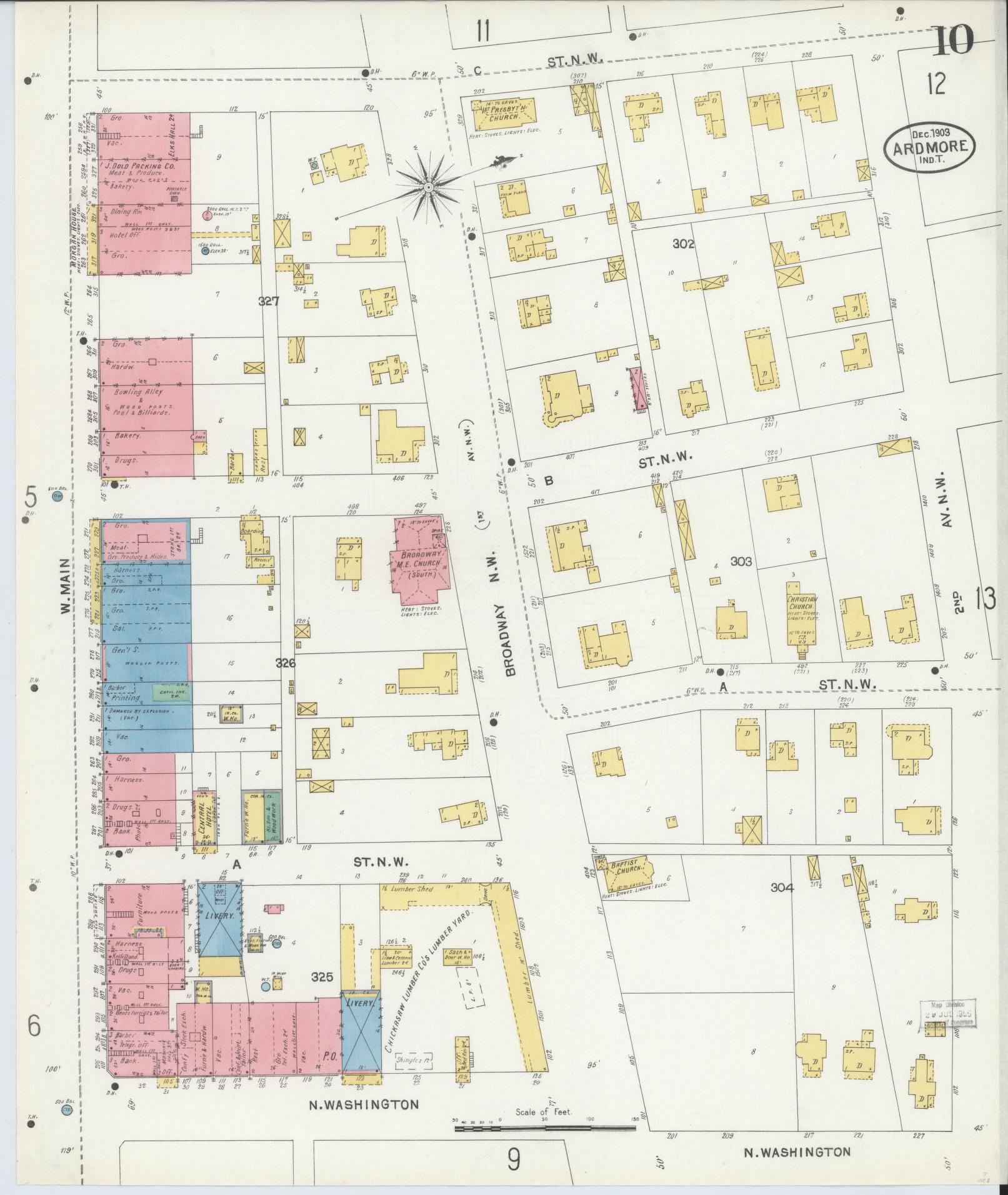 Sanborn Fire Insurance Map from Ardmore, Carter County, Oklahoma (1903), Sheet #0010 - Complete Map Set gallery image, historic Sanborn map, vintage wall art, Oklahoma Oklahoma